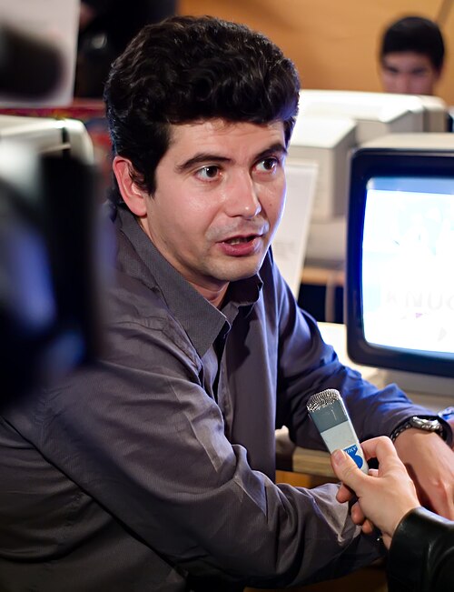Frédérick Raynal em 2007, dando entrevista no Festival do Jogo Eletrônico de Montreuil